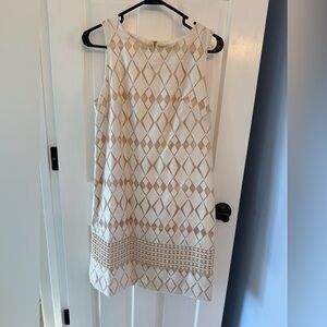 Vince Camuto Cream and Tan Dress
